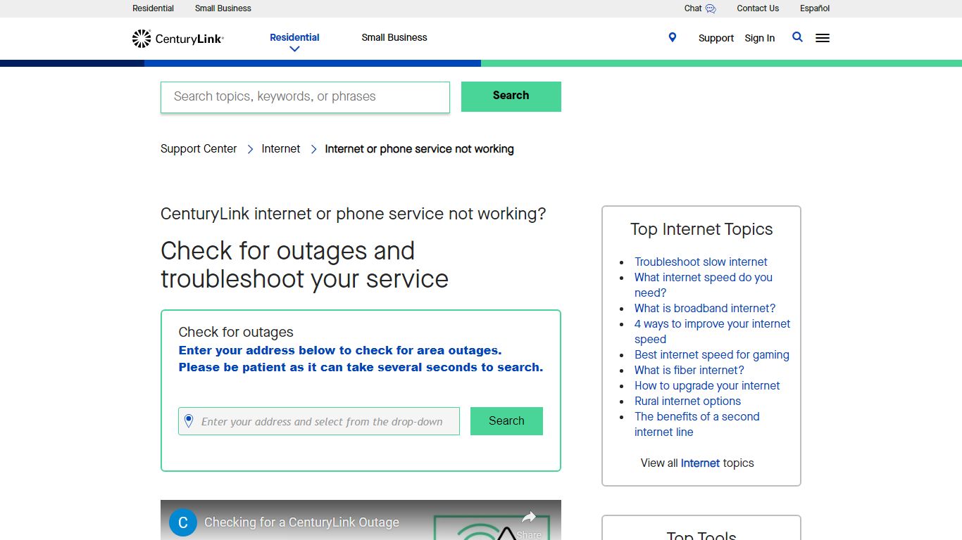 Internet or Phone Service Not Working? Check for Outages - CenturyLink